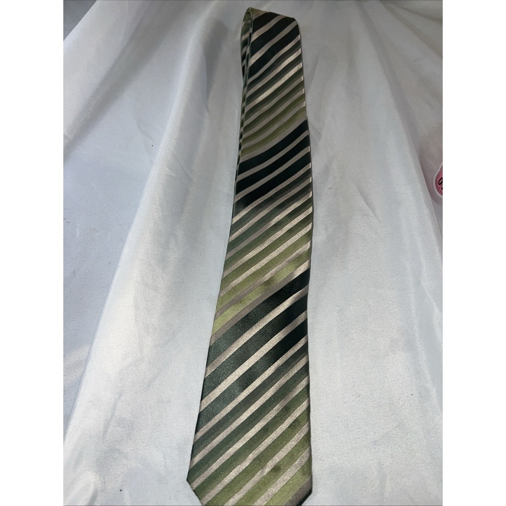 Alfani pine metallic Stripe 58" Silk Necktie Holiday‎ st patty 437